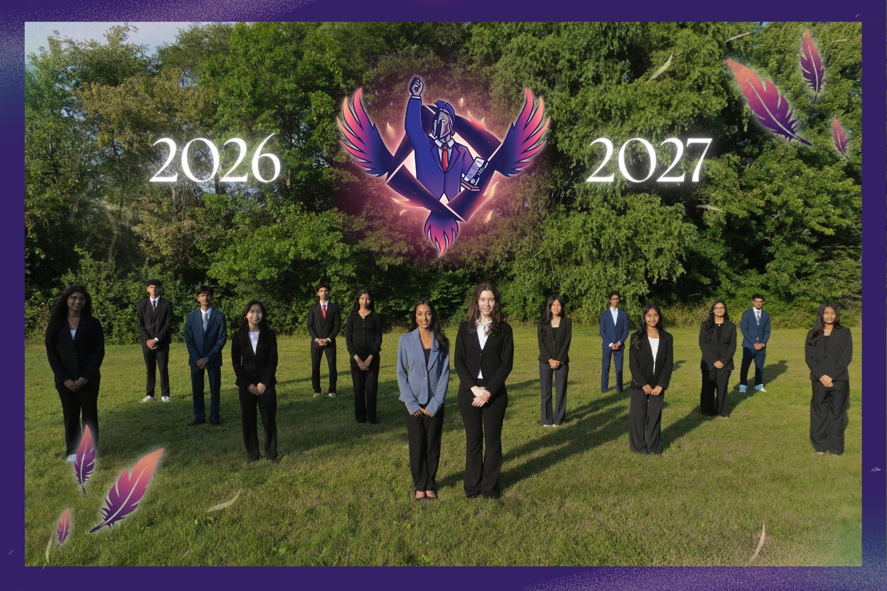 The 2026-27 Turner Fenton DECA executive team standing together outdoors